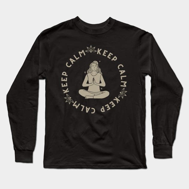 Keep Calm Yoga Long Sleeve T-Shirt by Zahra444